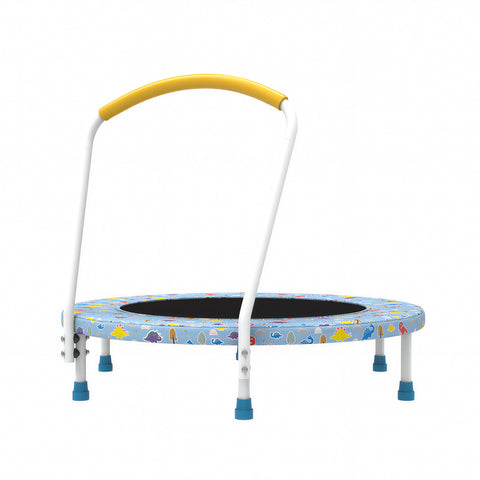 Skepphlay 36" Foldable Toddler Trampoline w/ Adjustable Handlebar for Kids 1-6 Ages, Safe & Sturdy Design, Baby Blue