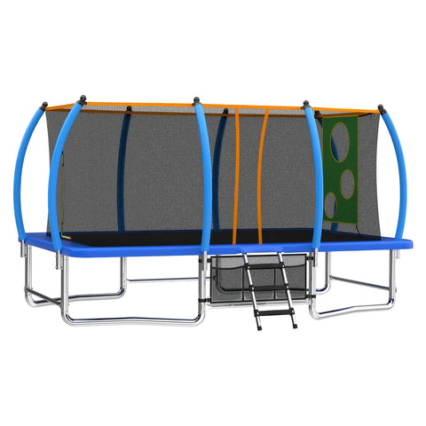 Skepphlay 8x14FT Square Outdoor Trampoline for Kids Adult, Bouncing Jumping Safety Enclosure Trampoline w/ Target Cloth,Football,Blue