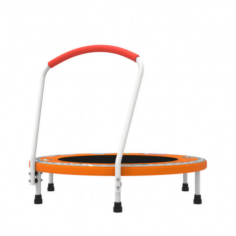 Skepphlay 36" Foldable Toddler Trampoline w/ Adjustable Handlebar for Kids 1-6 Ages, Safe & Sturdy Design, Orange