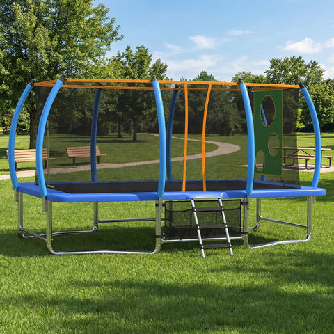 Skepphlay 10x16FT Long Rectangular Outdoor tumbling Trampoline for Kids Adult,Bounce Combo Safety w/ASIM Certified, Target Cloth,Blue