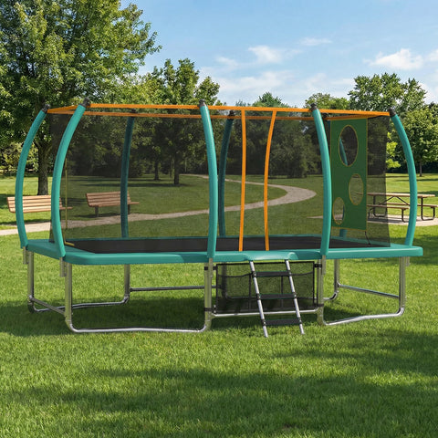 Skepphlay 10x16FT Long Rectangular Outdoor tumbling Trampoline for Kids Adult,Bounce Combo Safety w/ASIM Certified, Target Cloth, Green