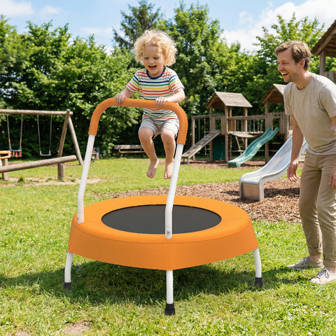 Skepphlay 28" Mini Small Indoor Trampoline w/ Handle Bar, Noiseless Jumping Mat, Safe & Sturdy Design