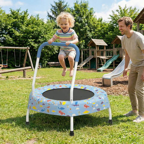 Skepphlay 28" Mini Small Trampoline w/ Handle Bar, Noiseless Jumping Mat, Safe & Sturdy Design, Baby Blue