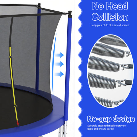 Skepphlay 16 FT Outdoor Trampoline w/ Basketball Hoop, 3 Steps Ladder and Safe Enclosure Net, Blue Recreational Trampoline for Kids, Adults, Backyard