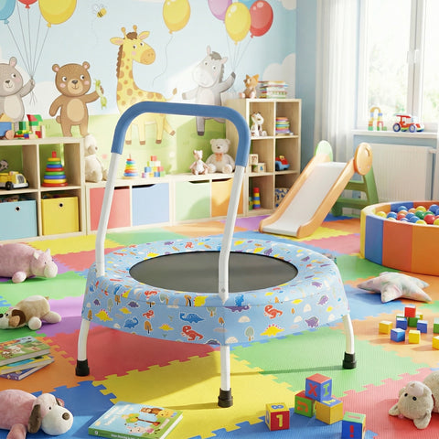 Skepphlay 28" Mini Small Trampoline w/ Handle Bar, Noiseless Jumping Mat, Safe & Sturdy Design, Baby Blue
