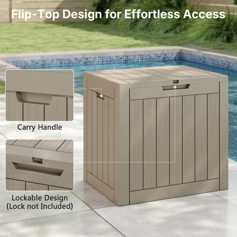 Skepphlay 30 Gallon Deck Box Outdoor Waterproof, Outdoor Storage Box Lockable, Resin Storage Bin for Package Delivery, Garden Tools, Patio Cushions (Beige)