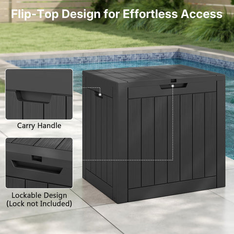 Skepphlay 30 Gallon Deck Box Outdoor Waterproof, Outdoor Storage Box Lockable, Resin Storage Bin for Package Delivery, Garden Tools, Patio Cushions (Black)