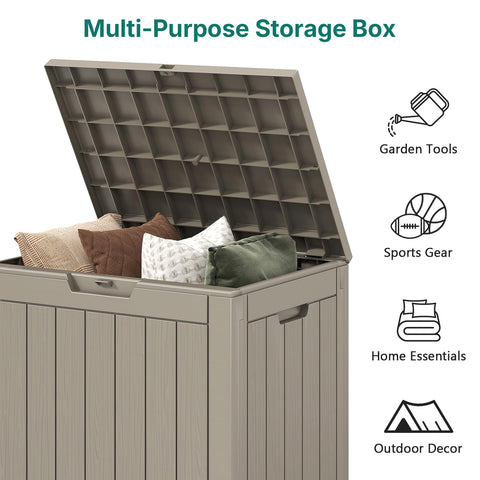 Skepphlay 30 Gallon Deck Box Outdoor Waterproof, Outdoor Storage Box Lockable, Resin Storage Bin for Package Delivery, Garden Tools, Patio Cushions (Beige)