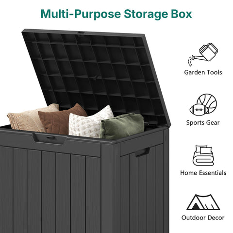 Skepphlay 30 Gallon Deck Box Outdoor Waterproof, Outdoor Storage Box Lockable, Resin Storage Bin for Package Delivery, Garden Tools, Patio Cushions (Black)