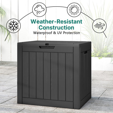 Skepphlay 30 Gallon Deck Box Outdoor Waterproof, Outdoor Storage Box Lockable, Resin Storage Bin for Package Delivery, Garden Tools, Patio Cushions (Black)