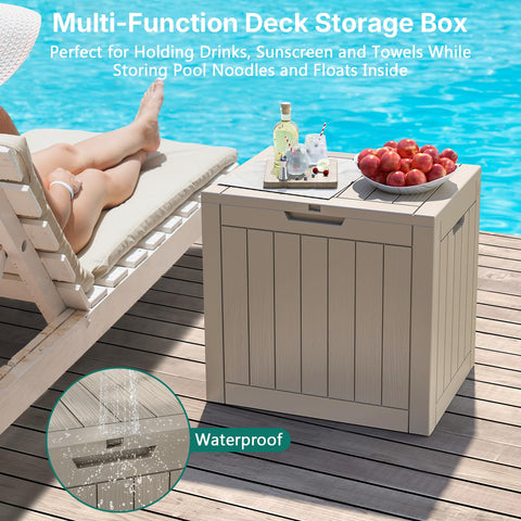 Skepphlay 30 Gallon Deck Box Outdoor Waterproof, Outdoor Storage Box Lockable, Resin Storage Bin for Package Delivery, Garden Tools, Patio Cushions (Beige)