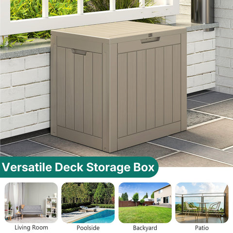 Skepphlay 30 Gallon Deck Box Outdoor Waterproof, Outdoor Storage Box Lockable, Resin Storage Bin for Package Delivery, Garden Tools, Patio Cushions (Beige)