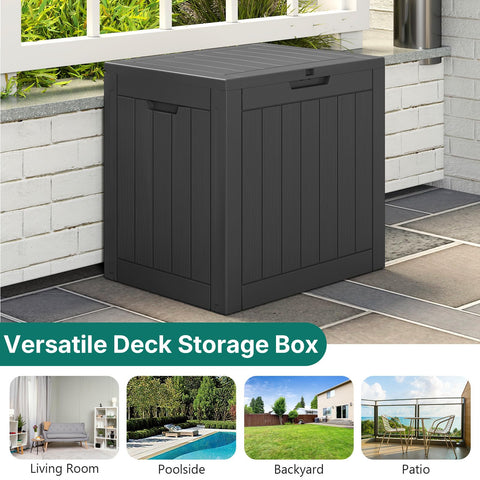 Skepphlay 30 Gallon Deck Box Outdoor Waterproof, Outdoor Storage Box Lockable, Resin Storage Bin for Package Delivery, Garden Tools, Patio Cushions (Black)