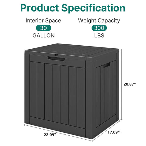 Skepphlay 30 Gallon Deck Box Outdoor Waterproof, Outdoor Storage Box Lockable, Resin Storage Bin for Package Delivery, Garden Tools, Patio Cushions (Black)