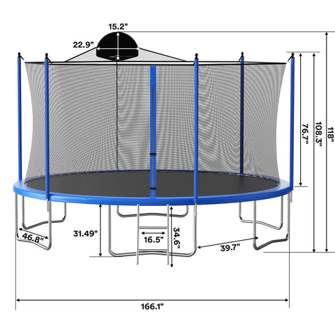 Trampoline Outdoor for Kids and Adults, Large Heavy Duty Round Trampoline with Basketball Hoop, Enclosure Net for Backyard, ASTM Approved