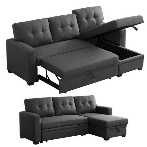 L Shaped Couch with Pull Convertible Sleeper Sofa Bed Sectional with Storage Chaise Lounge for Home Living Room Apartment Dorm