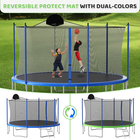 Trampoline Outdoor for Kids and Adults, Large Heavy Duty Round Trampoline with Basketball Hoop, Enclosure Net for Backyard, ASTM Approved